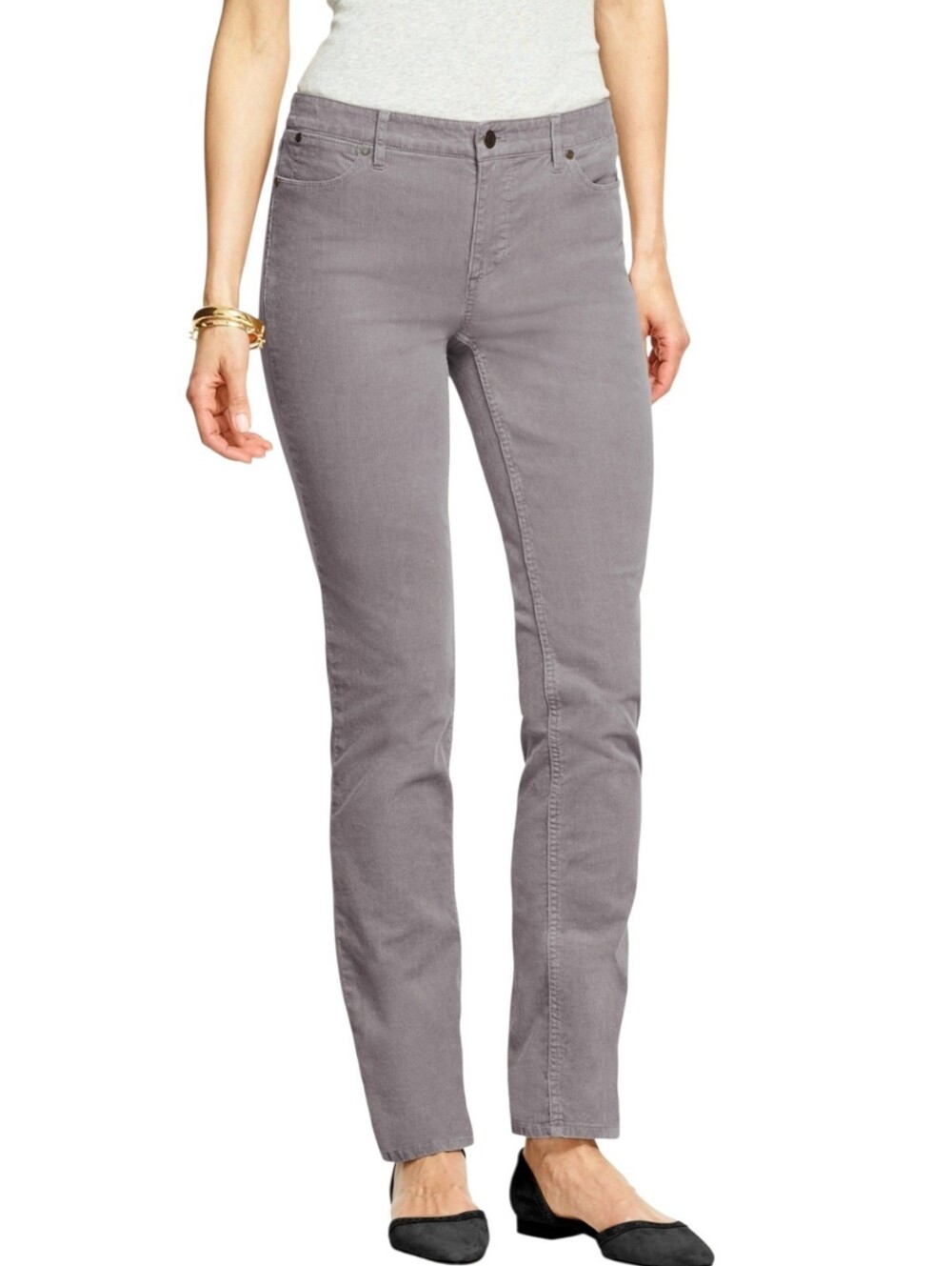 Talbots Gray Corduroy High Rise Straight Leg Pants Size 4